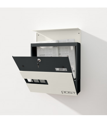 HOMCOM Wall Mounted Post Box, Weatherproof Letterbox with Lock, White