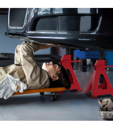 HOMCOM 2 Ton Axle Stands, Adjustable Car Jack Stands, Pack of 2, Red