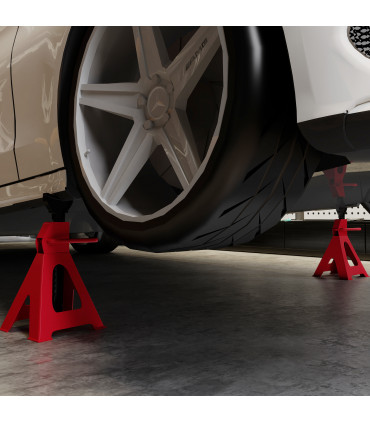 HOMCOM 3 Ton Axle Stands, Adjustable Car Jack Stands, Pack of 2, Red