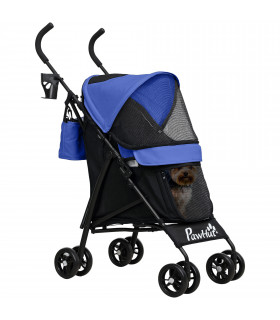 PawHut Lightweight Foldable Dog Stroller for Mini Dogs, Dark Blue