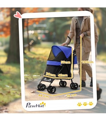 PawHut Lightweight Foldable Dog Stroller for Mini Dogs, Dark Blue