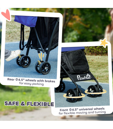 PawHut Lightweight Foldable Dog Stroller for Mini Dogs, Dark Blue