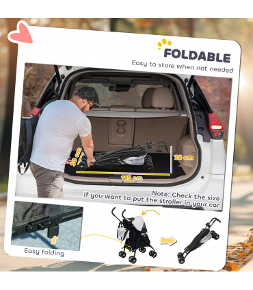 PawHut Lightweight Foldable Dog Stroller for Mini Dogs, Light Grey