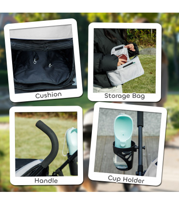 PawHut Lightweight Foldable Dog Stroller for Mini Dogs, Light Grey