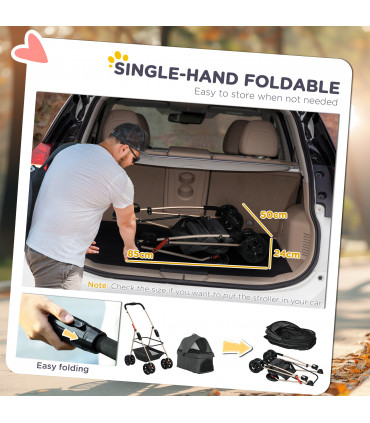 PawHut 3 in 1 Pet Stroller with Detachable Carrier for Mini Dogs, Grey