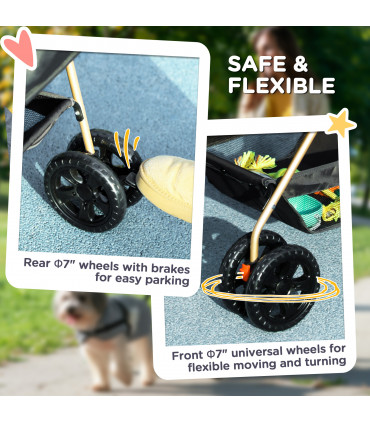 PawHut 3 in 1 Pet Stroller with Detachable Carrier for Mini Dogs, Black