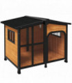 PawHut Wooden Dog Kennel, Dog House with Removable Floor, Yellow