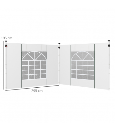 Outsunny 3x3(m) or 3x6m Pop Up Gazebo Side Panels Replacement, 2 Pack, White