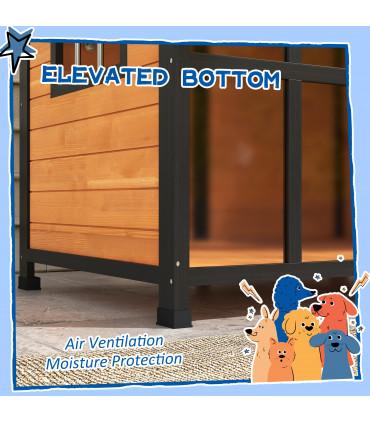 PawHut Wooden Dog Kennel, Dog House with Removable Floor, Yellow