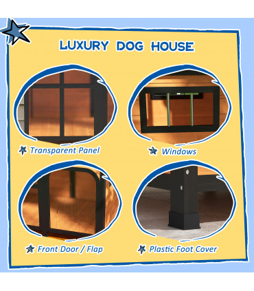 PawHut Wooden Dog Kennel, Dog House with Removable Floor, Yellow