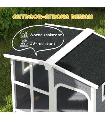 PawHut Wooden Dog Kennel, Dog House with Removable Floor, Charcoal Grey