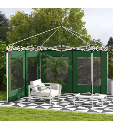 Outsunny 3x3(m) or 3x6m Pop Up Gazebo Side Panels with Windows, Green