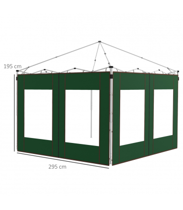 Outsunny 3x3(m) or 3x6m Pop Up Gazebo Side Panels with Windows, Green