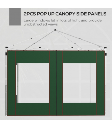 Outsunny 3x3(m) or 3x6m Pop Up Gazebo Side Panels with Windows, Green