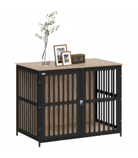 PawHut Dog Crate Furniture with Anti-Chew Resistant Mesh for Large Dogs