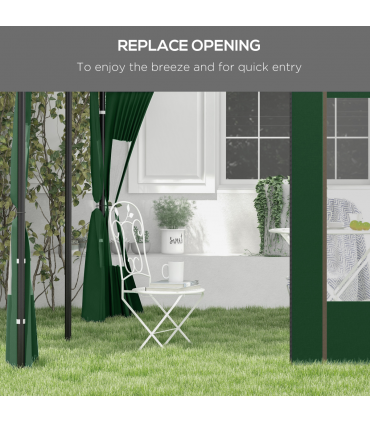 Outsunny 3x3(m) or 3x6m Pop Up Gazebo Side Panels with Windows, Green