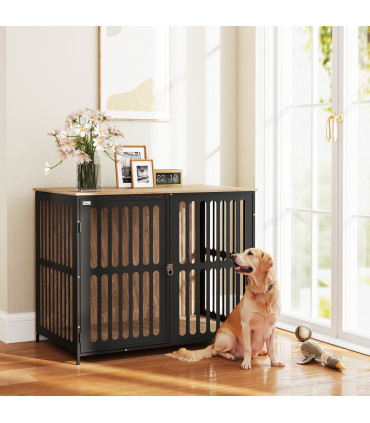 PawHut Dog Crate Furniture with Anti-Chew Resistant Mesh for Large Dogs