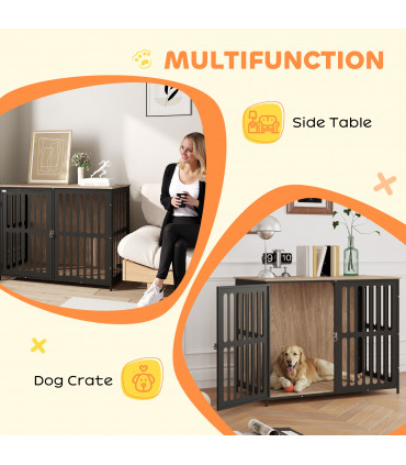 PawHut Dog Crate Furniture with Anti-Chew Resistant Mesh for Large Dogs