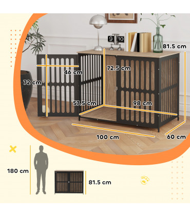 PawHut Dog Crate Furniture with Anti-Chew Resistant Mesh for Large Dogs