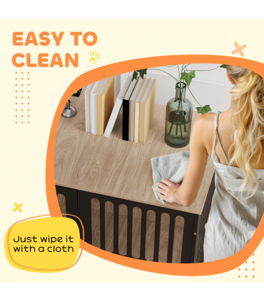 PawHut Dog Crate Furniture with Anti-Chew Resistant Mesh for Large Dogs