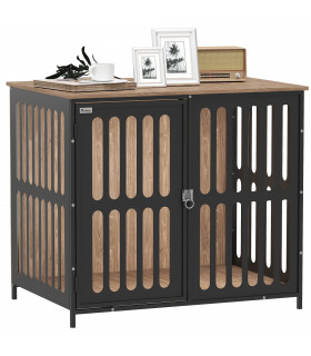 PawHut Dog Crate Furniture with Anti-Chew Resistant Mesh for Medium Dogs