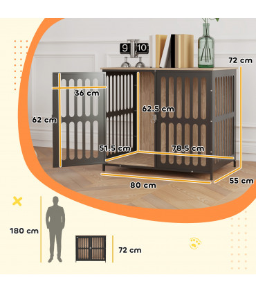 PawHut Dog Crate Furniture with Anti-Chew Resistant Mesh for Medium Dogs