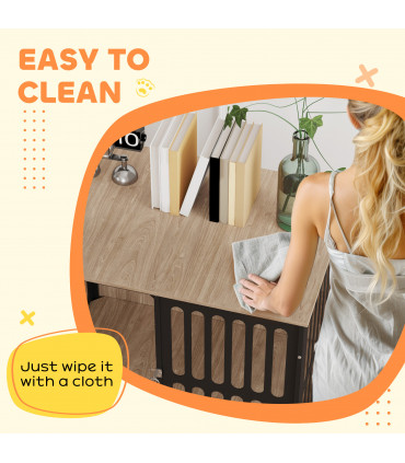 PawHut Dog Crate Furniture with Anti-Chew Resistant Mesh for Medium Dogs