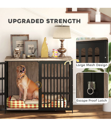 PawHut Dog Crate Furniture with Anti-Chew Resistant Mesh for XL Dogs