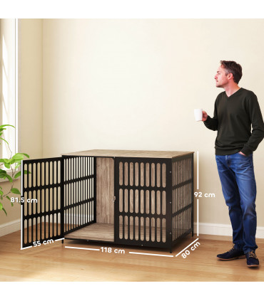 PawHut Dog Crate Furniture with Anti-Chew Resistant Mesh for XL Dogs