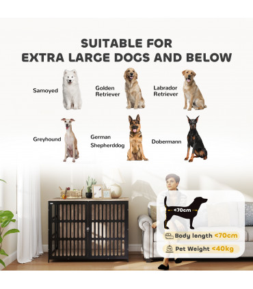 PawHut Dog Crate Furniture with Anti-Chew Resistant Mesh for XL Dogs