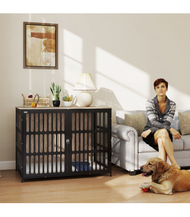 PawHut Dog Crate Furniture with Anti-Chew Resistant Mesh for XL Dogs