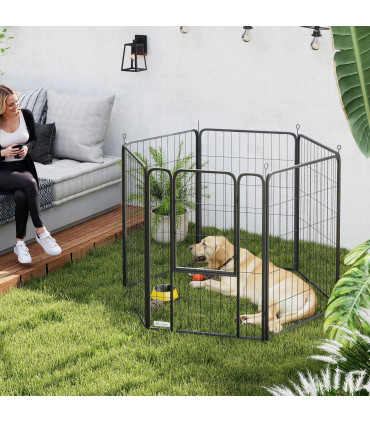 Foldable Steel Pet Enclosure - Secure Space for Pets - Versatile Design