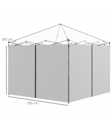 Outsunny 3x3(m) or 3x6m Pop Up Gazebo Side Panels with Zipped Doors, Grey