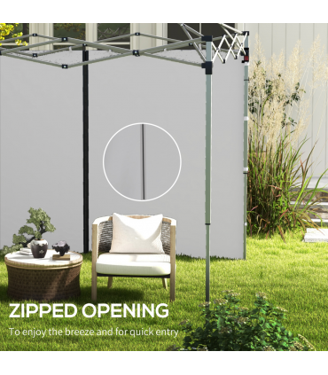 Outsunny 3x3(m) or 3x6m Pop Up Gazebo Side Panels with Zipped Doors, Grey