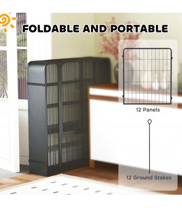 Foldable Steel Pet Enclosure - Secure Space for Pets - Versatile Design