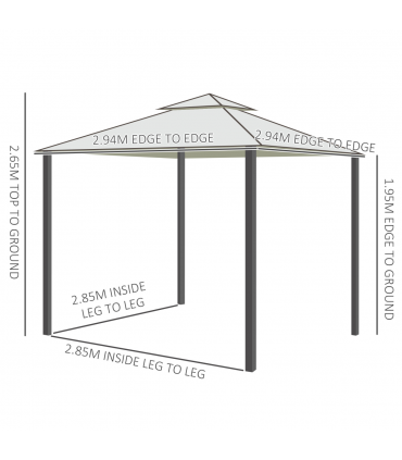 Outsunny 3x3m 2-Tier Polyester Draped Outdoor Garden Gazebo Cream White