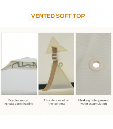 Outsunny 3x3m 2-Tier Polyester Draped Outdoor Garden Gazebo Cream White