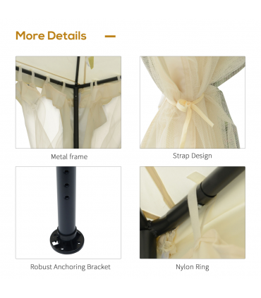 Outsunny 3x3m 2-Tier Polyester Draped Outdoor Garden Gazebo Cream White