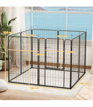 Foldable Steel Pet Enclosure - Secure Space for Pets - Versatile Design