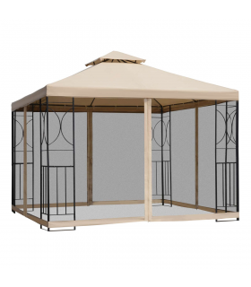 Outsunny 3x3m Outdoor Gazebo Tent W/Netting, 2-tier Roof