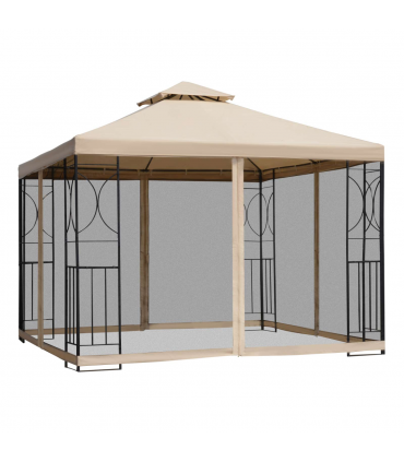 Outsunny 3x3m Outdoor Gazebo Tent W/Netting, 2-tier Roof