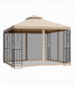 Outsunny 3x3m Outdoor Gazebo Tent W/Netting, 2-tier Roof