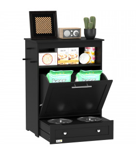 PawHut Pet Feeder Station, Dog Cat Food Storage Feeding Station, Food Cabinet