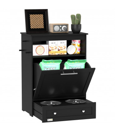 PawHut Pet Feeder Station, Dog Cat Food Storage Feeding Station, Food Cabinet