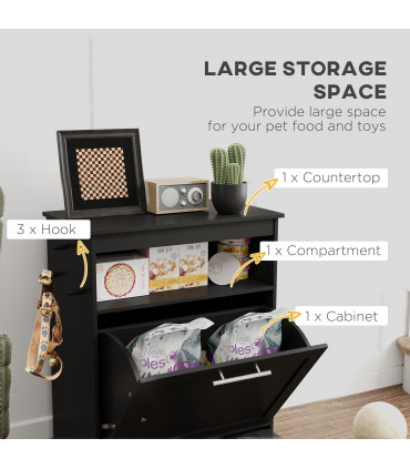 PawHut Pet Feeder Station, Dog Cat Food Storage Feeding Station, Food Cabinet