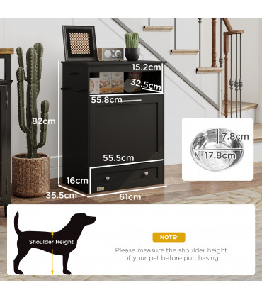 PawHut Pet Feeder Station, Dog Cat Food Storage Feeding Station, Food Cabinet