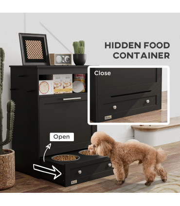 PawHut Pet Feeder Station, Dog Cat Food Storage Feeding Station, Food Cabinet