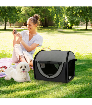 PawHut Folding Fabric Soft Pet Crate Dog Cat Travel Carrier Cage