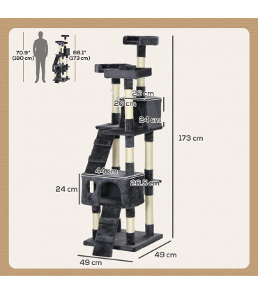 PawHut Cat Tree Scratcher Activity Centre, Condo Scratching Post Toy Bed