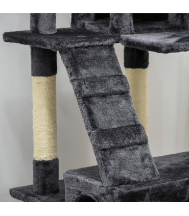 PawHut Cat Tree Scratcher Activity Centre, Condo Scratching Post Toy Bed